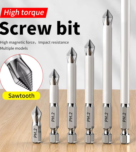 6 Pcs Strong Grip Screw Bit – High Torque, Magnetic, Anti-Slip Design Cross Head Household Electric Driver Screw Set - High Hardness Hand Drill Bits for Electric Screwdrivers