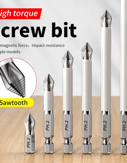 Load image into Gallery viewer, 6 Pcs Strong Grip Screw Bit – High Torque, Magnetic, Anti-Slip Design Cross Head Household Electric Driver Screw Set - High Hardness Hand Drill Bits for Electric Screwdrivers
