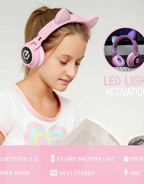 Load image into Gallery viewer, Wireless Bluetooth Headphones for Kids, Kid Headphone Over-Ear with LED Lights, Foldable Headphones with Microphone,Volume Limited, Wireless and Wired Headphone for Phones,Tablets,Pc,Laptop
