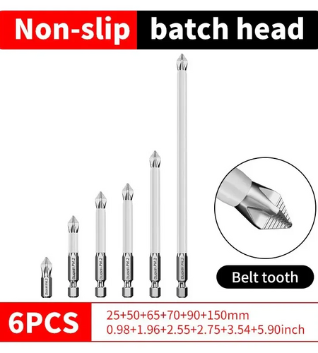 6 Pcs Strong Grip Screw Bit – High Torque, Magnetic, Anti-Slip Design Cross Head Household Electric Driver Screw Set - High Hardness Hand Drill Bits for Electric Screwdrivers