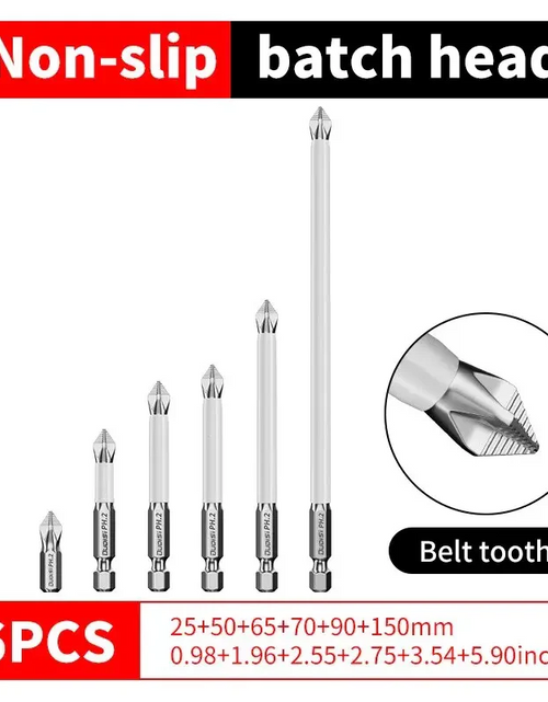 Load image into Gallery viewer, 6 Pcs Strong Grip Screw Bit – High Torque, Magnetic, Anti-Slip Design Cross Head Household Electric Driver Screw Set - High Hardness Hand Drill Bits for Electric Screwdrivers

