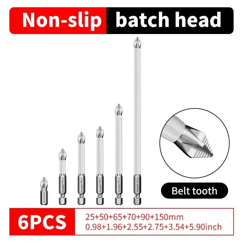 6 Pcs Strong Grip Screw Bit – High Torque, Magnetic, Anti-Slip Design Cross Head Household Electric Driver Screw Set - High Hardness Hand Drill Bits for Electric Screwdrivers