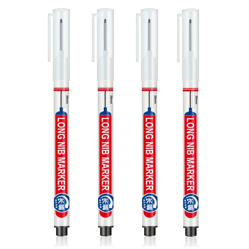 4Pcs/Set 20Mm Long Nib Head Markers for Deep Hole and Metal Perforating Pen Waterproof Bathroom Woodworking Decoration Multi-Purpose