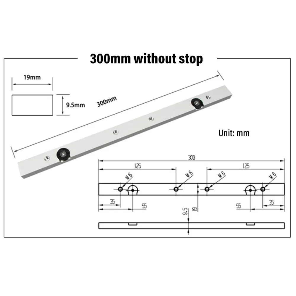 300 / 450 / 650Mm Miter Aluminum Bar Slider Tool Suitable for T-Slot and T-Track