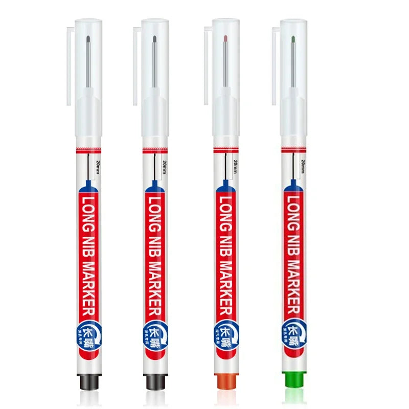 4Pcs/Set 20Mm Long Nib Head Markers for Deep Hole and Metal Perforating Pen Waterproof Bathroom Woodworking Decoration Multi-Purpose