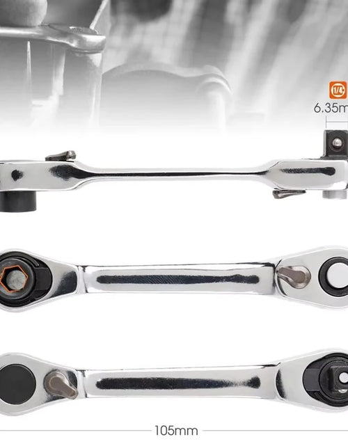Load image into Gallery viewer, Mini Treble 1/4 Ratchet Wrench Double Ended Quick Socket Ratchet Wrench Screwdriver Hex Torque Wrenches Set 2In1 Spanner
