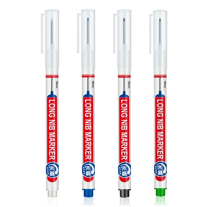 4Pcs/Set 20Mm Long Nib Head Markers for Deep Hole and Metal Perforating Pen Waterproof Bathroom Woodworking Decoration Multi-Purpose