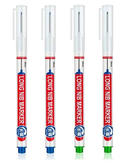 Load image into Gallery viewer, 4Pcs/Set 20Mm Long Nib Head Markers for Deep Hole and Metal Perforating Pen Waterproof Bathroom Woodworking Decoration Multi-Purpose
