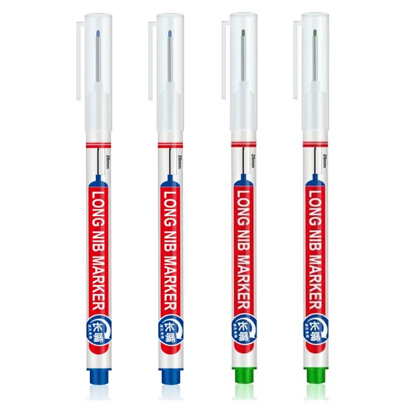 4Pcs/Set 20Mm Long Nib Head Markers for Deep Hole and Metal Perforating Pen Waterproof Bathroom Woodworking Decoration Multi-Purpose