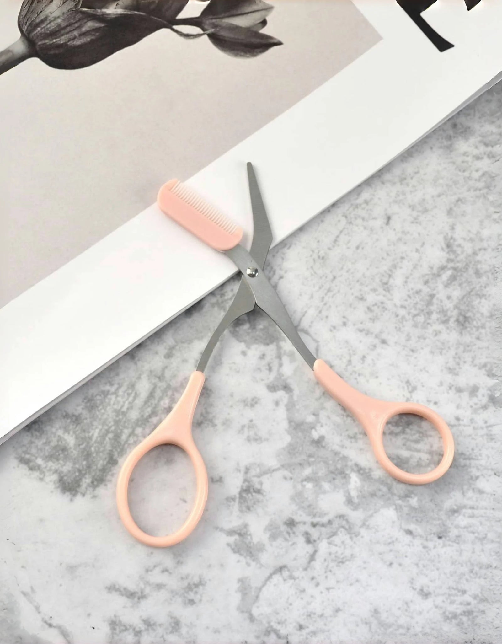 Eyebrow Trimming Scissors Black with Built-In Comb - Stainless Steel, Precise Grooming Tool, Creating Perfect Eyebrows