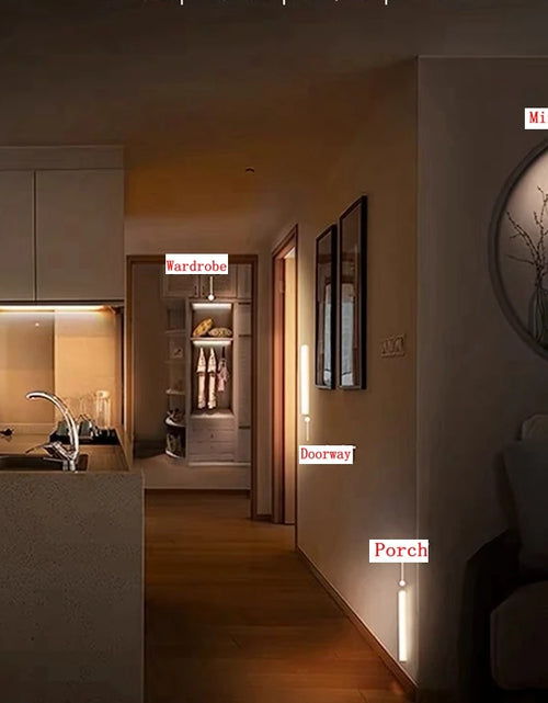 Load image into Gallery viewer, LED Motion Sensor Light Wireless LED Night Light Type C Rechargeable Light Cabinet Wardrobe Lamp Staircase Backlight for Kitchen

