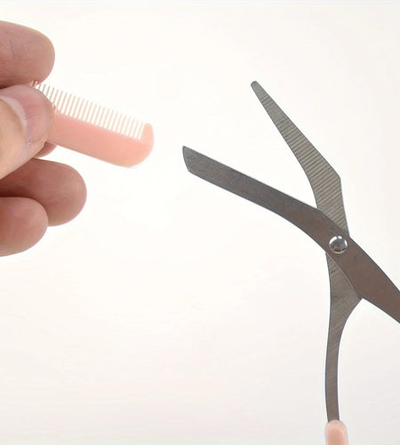 Eyebrow Trimming Scissors Black with Built-In Comb - Stainless Steel, Precise Grooming Tool, Creating Perfect Eyebrows