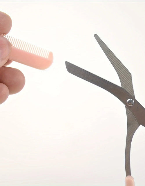 Load image into Gallery viewer, Eyebrow Trimming Scissors Black with Built-In Comb - Stainless Steel, Precise Grooming Tool, Creating Perfect Eyebrows
