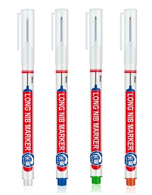 Load image into Gallery viewer, 4Pcs/Set 20Mm Long Nib Head Markers for Deep Hole and Metal Perforating Pen Waterproof Bathroom Woodworking Decoration Multi-Purpose
