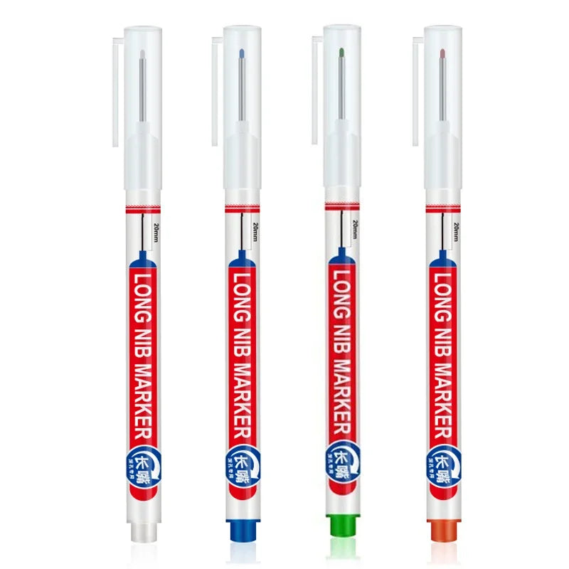 4Pcs/Set 20Mm Long Nib Head Markers for Deep Hole and Metal Perforating Pen Waterproof Bathroom Woodworking Decoration Multi-Purpose