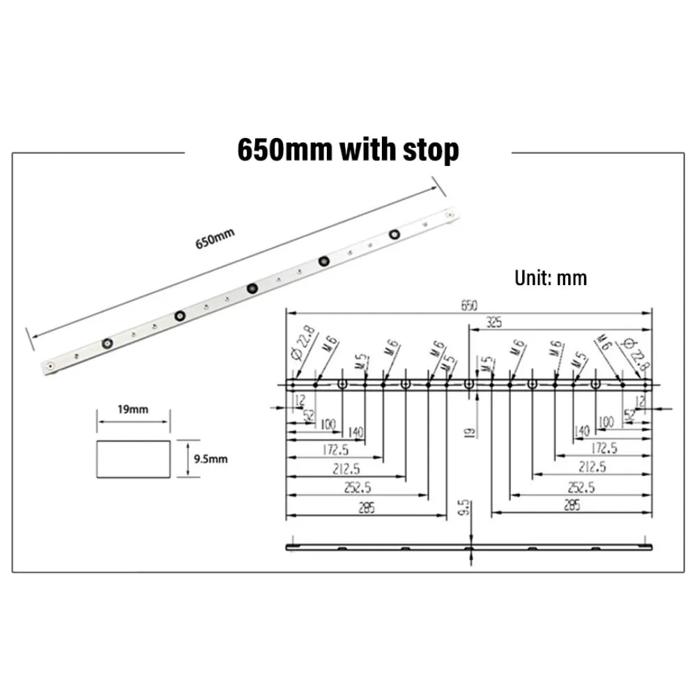 300 / 450 / 650Mm Miter Aluminum Bar Slider Tool Suitable for T-Slot and T-Track