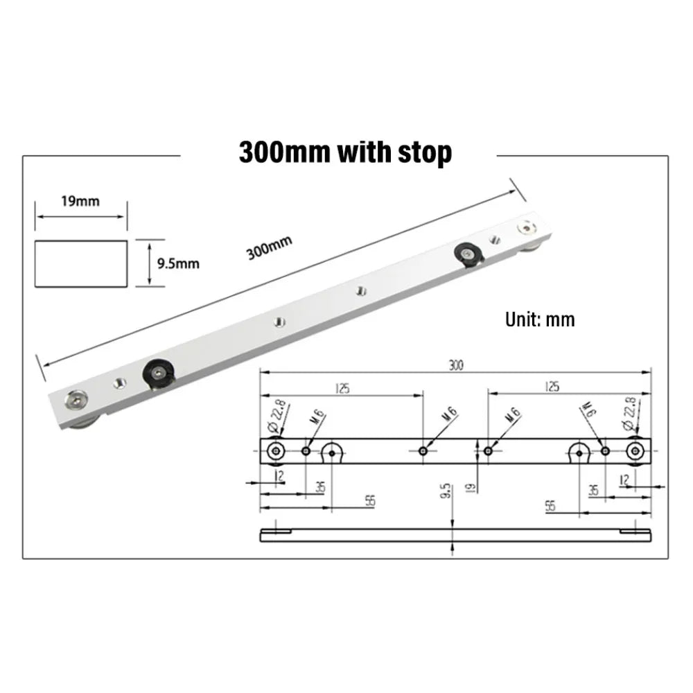 300 / 450 / 650Mm Miter Aluminum Bar Slider Tool Suitable for T-Slot and T-Track