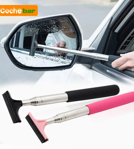 Car Rearview Mirror Wiper Cleaning Tool Auto Glass Mist Cleaner Scraper Car Accessories Handle Telescopic Window Cleaning Brush