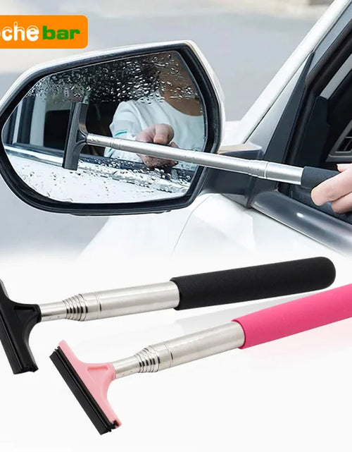 Load image into Gallery viewer, Car Rearview Mirror Wiper Cleaning Tool Auto Glass Mist Cleaner Scraper Car Accessories Handle Telescopic Window Cleaning Brush
