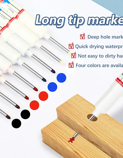 Load image into Gallery viewer, 4Pcs/Set 20Mm Long Nib Head Markers for Deep Hole and Metal Perforating Pen Waterproof Bathroom Woodworking Decoration Multi-Purpose
