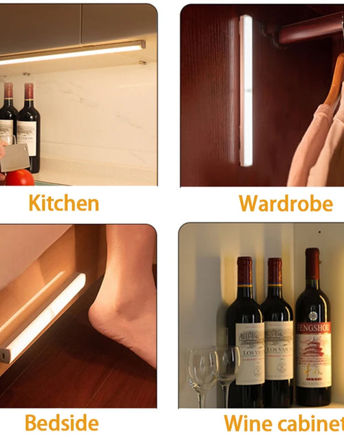 Load image into Gallery viewer, LED Motion Sensor Light Wireless LED Night Light Type C Rechargeable Light Cabinet Wardrobe Lamp Staircase Backlight for Kitchen
