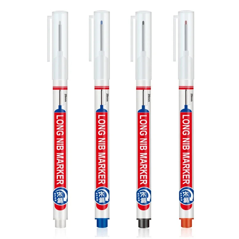 4Pcs/Set 20Mm Long Nib Head Markers for Deep Hole and Metal Perforating Pen Waterproof Bathroom Woodworking Decoration Multi-Purpose