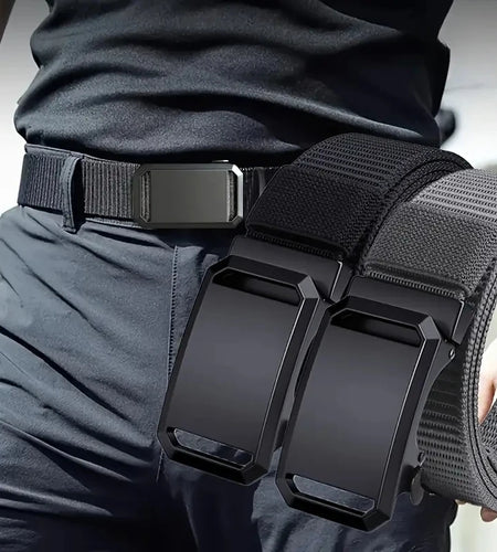 New Automatic Buckle Belt, Canvas Tactical Workwear Casual Outdoor Military Training Pants Belt for Men