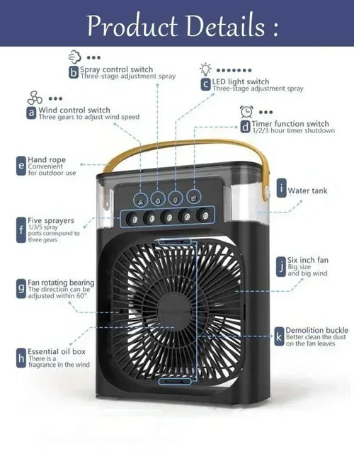 Load image into Gallery viewer, Mini Air Conditioner Household Air Cooler LED Night Light Portable Humidifier Air Adjustment Fan Office Home Fan
