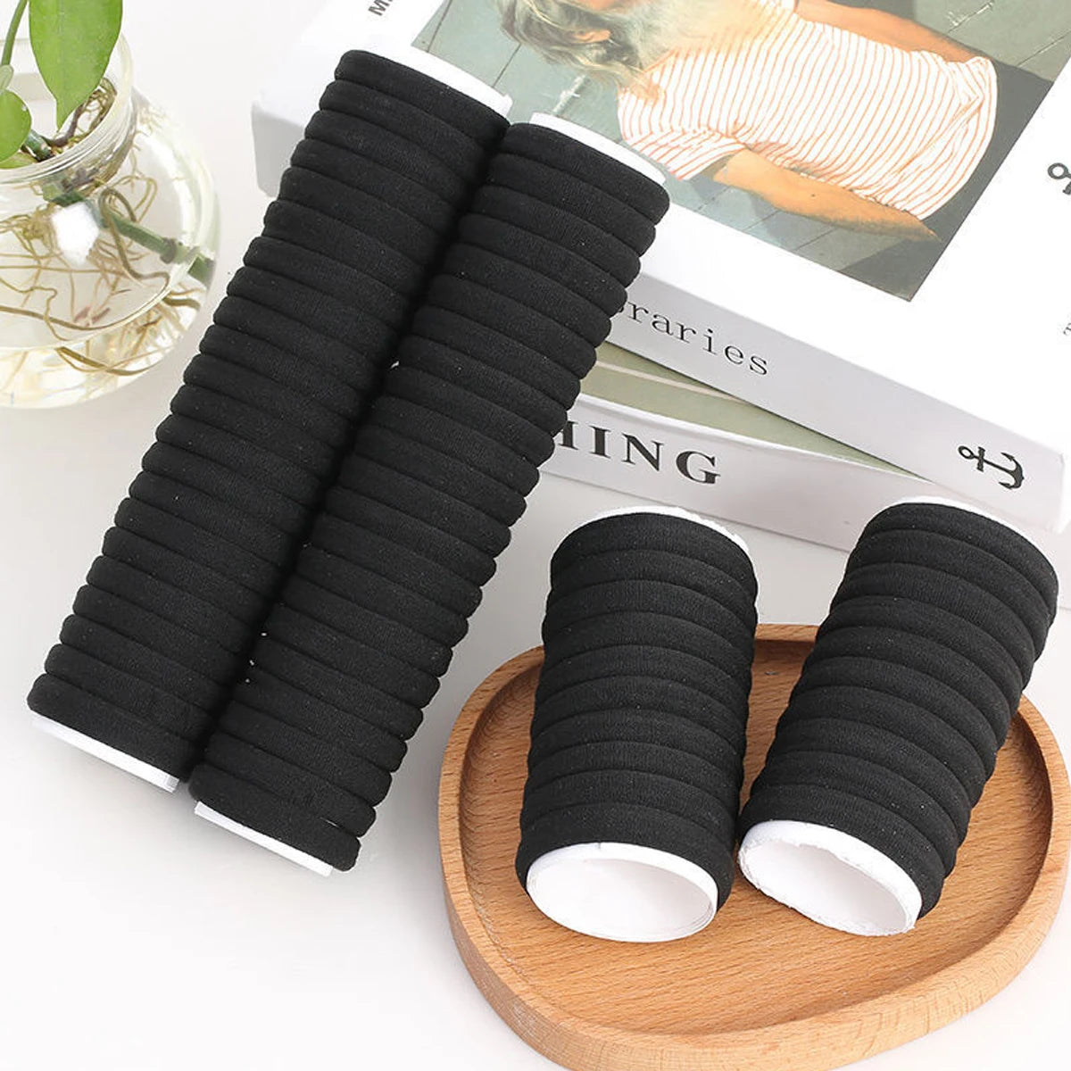 50/100 Pieces of Black and White Hair Bands, Women'S Hair Bands, High-Elasticity Rubber Band Hair Bands, Hair Bands