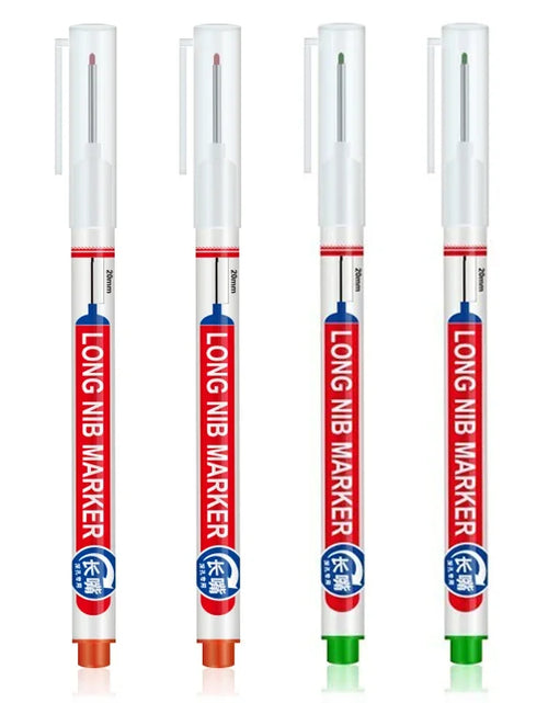 Load image into Gallery viewer, 4Pcs/Set 20Mm Long Nib Head Markers for Deep Hole and Metal Perforating Pen Waterproof Bathroom Woodworking Decoration Multi-Purpose
