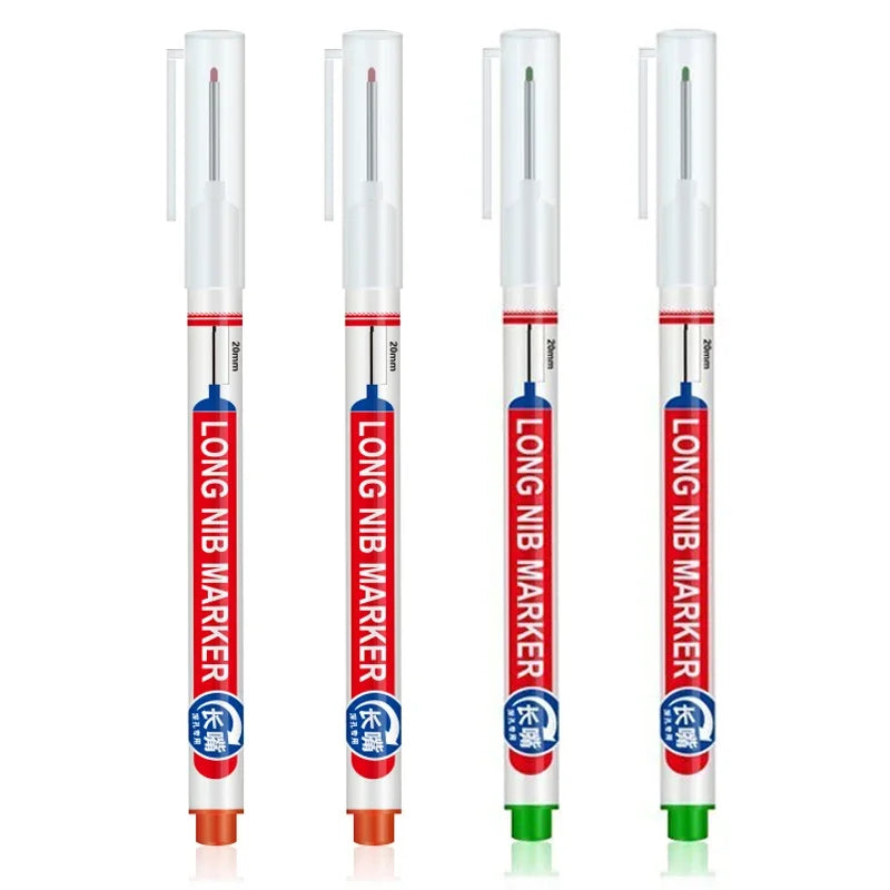 4Pcs/Set 20Mm Long Nib Head Markers for Deep Hole and Metal Perforating Pen Waterproof Bathroom Woodworking Decoration Multi-Purpose