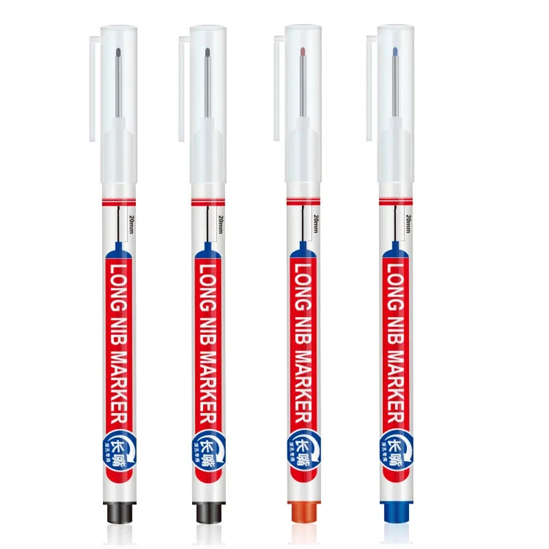 4Pcs/Set 20Mm Long Nib Head Markers for Deep Hole and Metal Perforating Pen Waterproof Bathroom Woodworking Decoration Multi-Purpose
