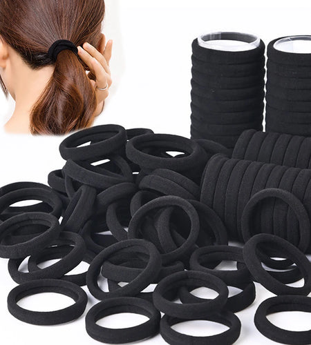 50/100 Pieces of Black and White Hair Bands, Women'S Hair Bands, High-Elasticity Rubber Band Hair Bands, Hair Bands
