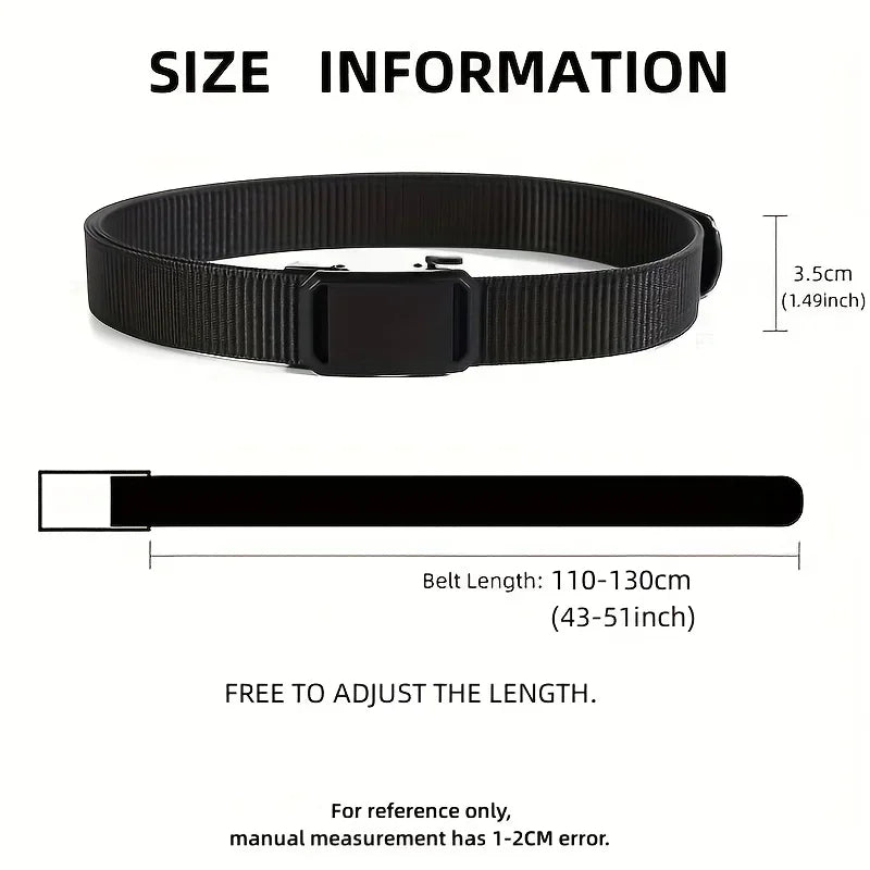 New Automatic Buckle Belt, Canvas Tactical Workwear Casual Outdoor Military Training Pants Belt for Men