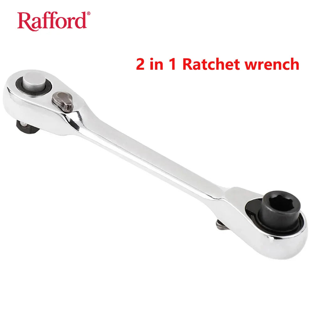 Mini Treble 1/4 Ratchet Wrench Double Ended Quick Socket Ratchet Wrench Screwdriver Hex Torque Wrenches Set 2In1 Spanner