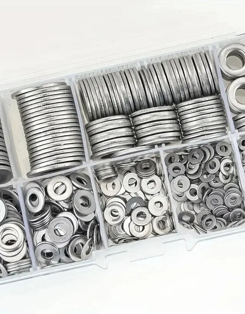 Load image into Gallery viewer, 360/580Pcs 304 Stainless Steel Flat Washers Set, Perfect for Home Decor, Factory Repair, Kitchens, Shops &amp; More
