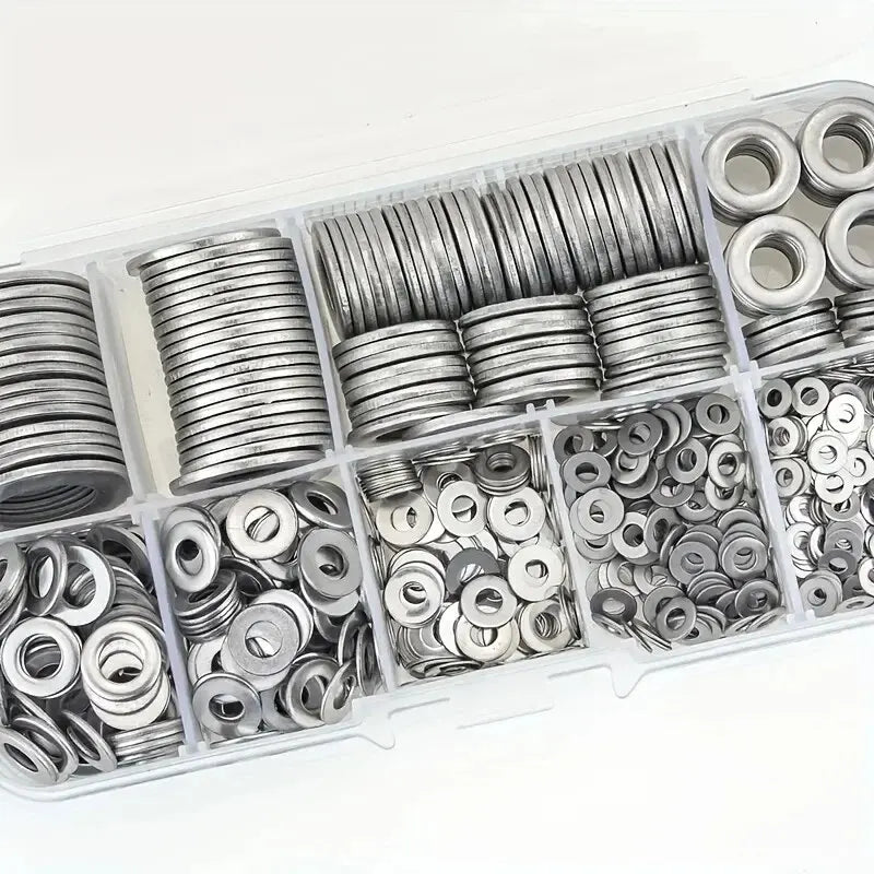 360/580Pcs 304 Stainless Steel Flat Washers Set, Perfect for Home Decor, Factory Repair, Kitchens, Shops & More