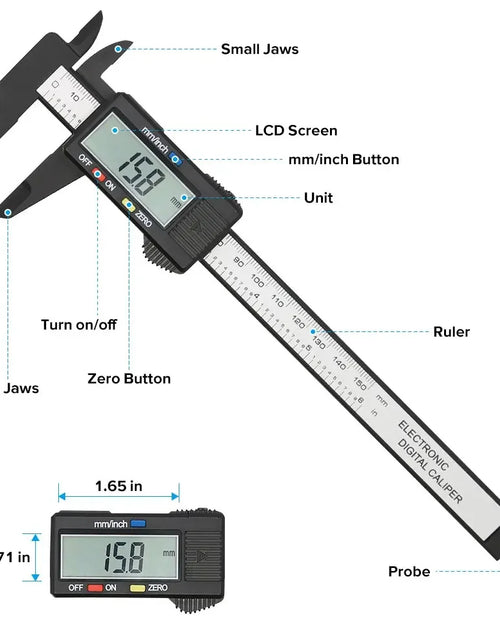 Load image into Gallery viewer, 150Mm 100Mm Electronic Digital Caliper Carbon Fiber Dial Vernier Caliper Gauge Micrometer Measuring Tool Digital Ruler
