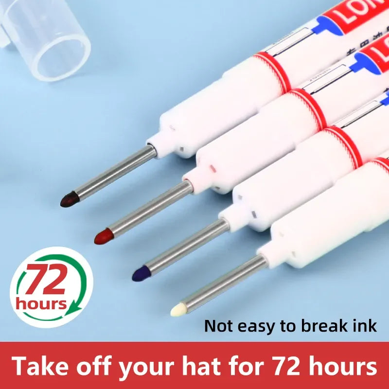 4Pcs/Set 20Mm Long Nib Head Markers for Deep Hole and Metal Perforating Pen Waterproof Bathroom Woodworking Decoration Multi-Purpose