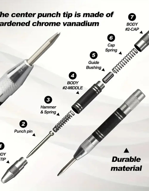 Load image into Gallery viewer, Center Punch tool– Heavy Duty Spring-Loaded Metal Marker
