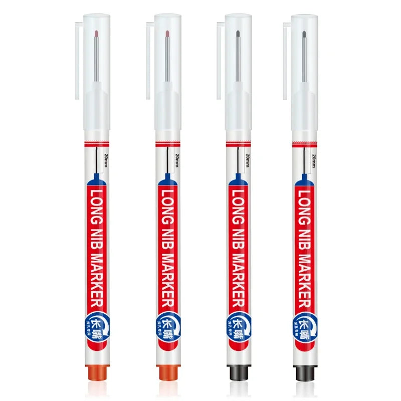 4Pcs/Set 20Mm Long Nib Head Markers for Deep Hole and Metal Perforating Pen Waterproof Bathroom Woodworking Decoration Multi-Purpose