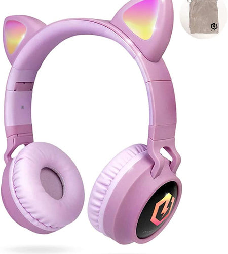 Wireless Bluetooth Headphones for Kids, Kid Headphone Over-Ear with LED Lights, Foldable Headphones with Microphone,Volume Limited, Wireless and Wired Headphone for Phones,Tablets,Pc,Laptop