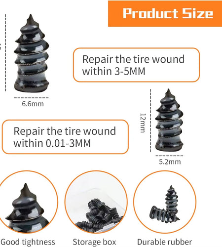 Tire Repair Rubber Screw Nail Auto Motorcycle Vacuum Self-Service Tyre Puncture Repair Screws Fast Tool for Car Truck Tractor Wheel
